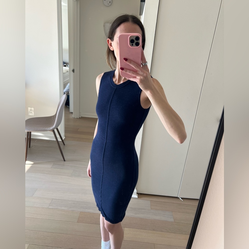 Olivaceous Navy Blue Midi Bodycon Dress